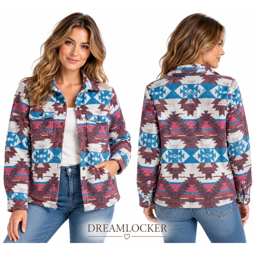 Ariat REAL Shacket Jacket Womens Medium Aztec Southwestern Western Quilted Lined